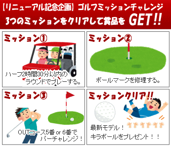 【リニューアル記念企画】ゴルフミッションチャレンジ 3つのミッションをクリアして賞品をGET!